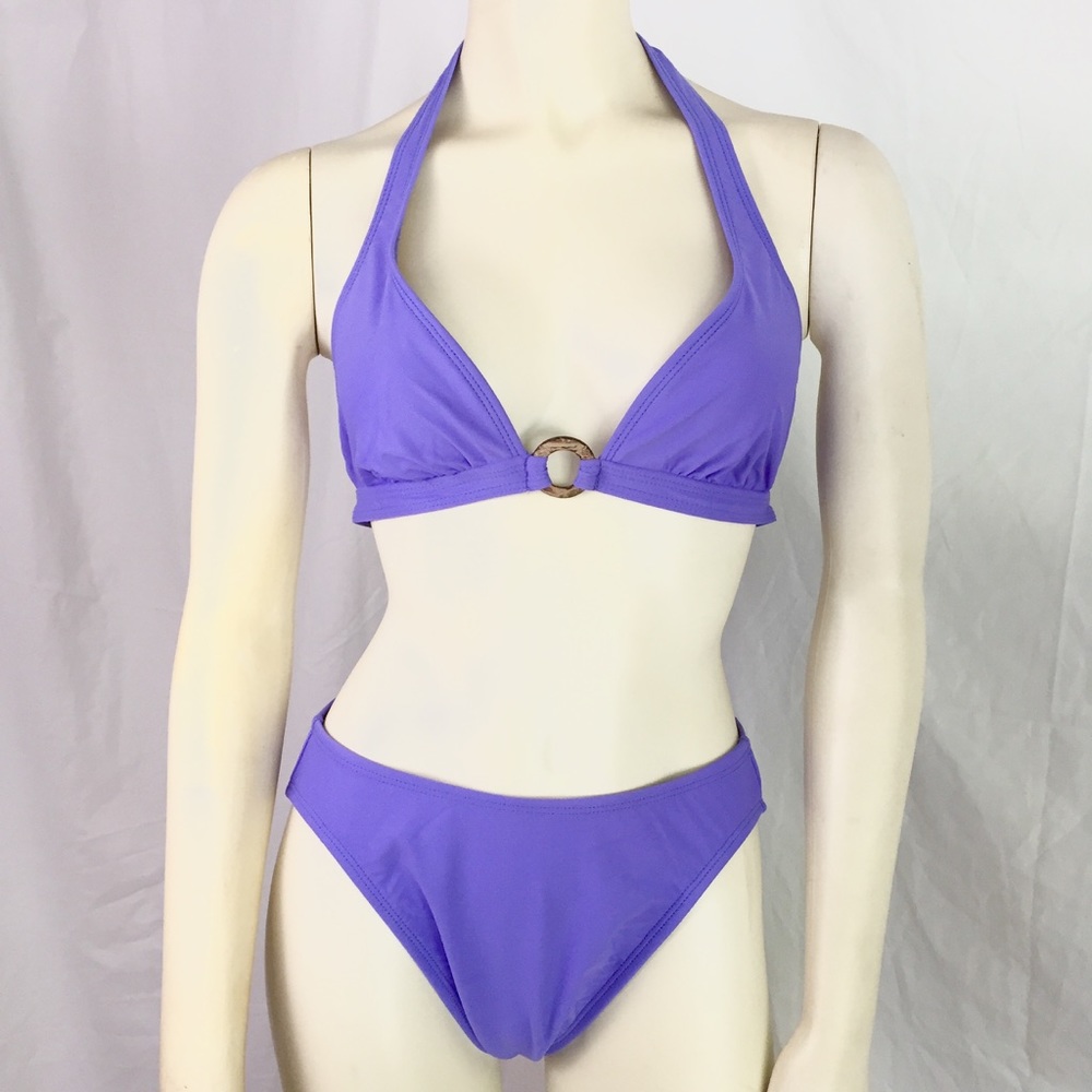 Periwinkle purple triangle bikini bathing suit Y2K summer tropical beach swim 8